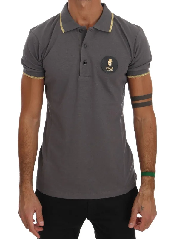 Men’s short-sleeve nook polos-Roberto Cavalli Elegant  Cotton Polo Men's Shirt