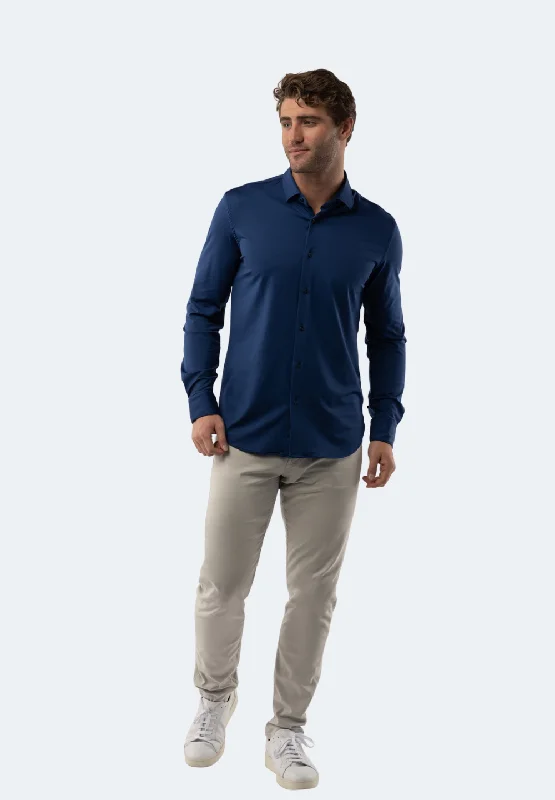 Men's elegant orbit-cuff shirts-Royal Blue Solid Shirt