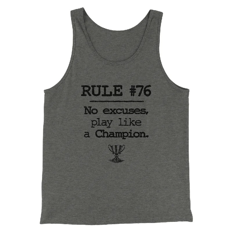 Men’s short-sleeve gush tees-Rule 76 - No Excuses Funny Movie Men/Unisex Tank Top