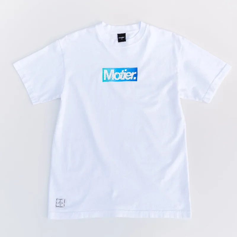 Men’s short-sleeve yew tees-Shockwave Box Logo Luxe Tee (White)