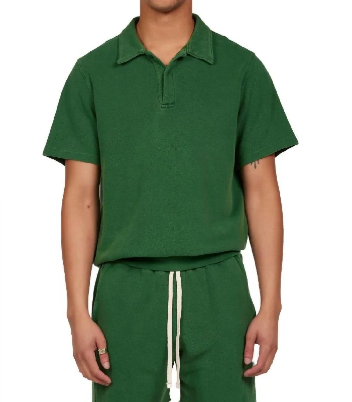 Men’s short-sleeve holt polos-Short Sleeve Tennis Polo In Washed Verde