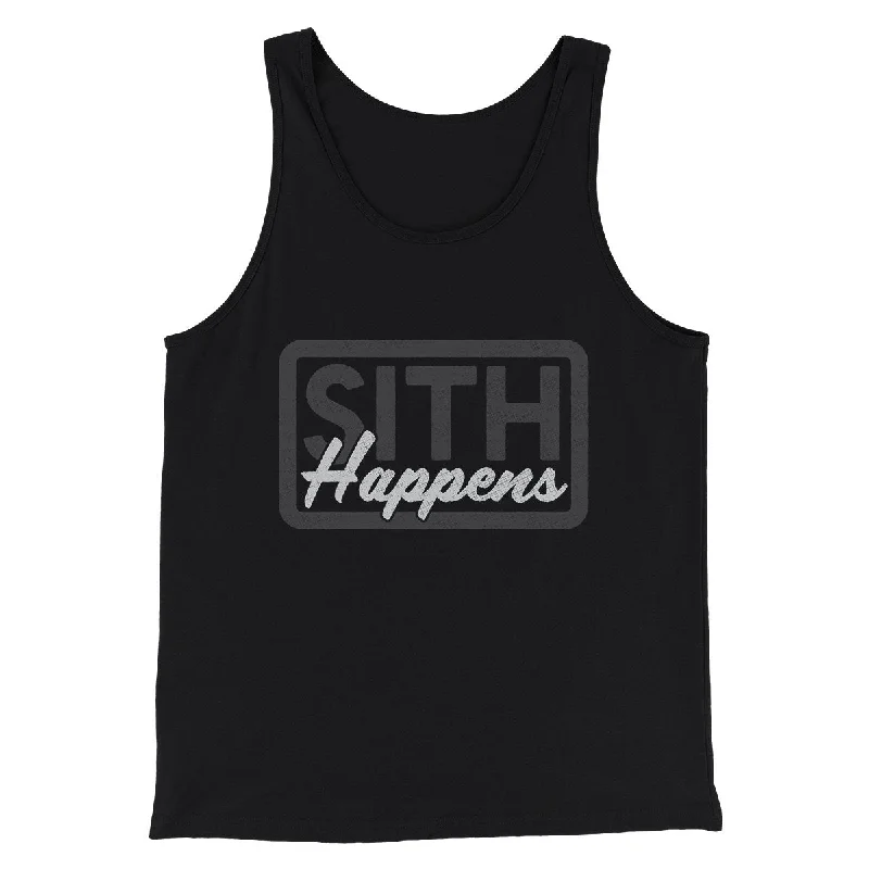 Men’s short-sleeve cairn tees-Sith Happens Funny Movie Men/Unisex Tank Top