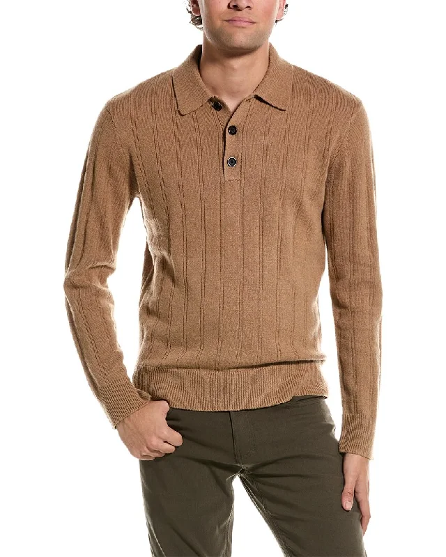 Men’s short-sleeve gable polos-Slate & Stone Ribbed Wool-Blend Polo Sweater