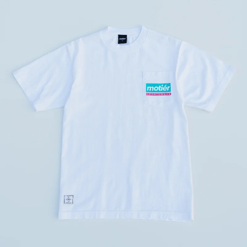 Men’s short-sleeve jet polos-South Beach Luxe Pocket Tee (White)