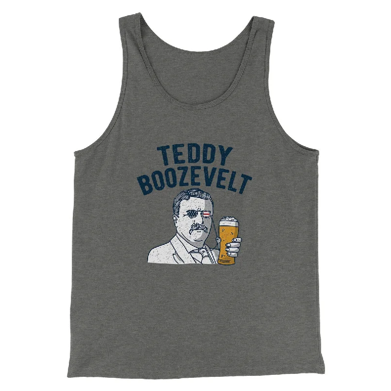 Men’s short-sleeve quill tops-Teddy Boozevelt Men/Unisex Tank Top