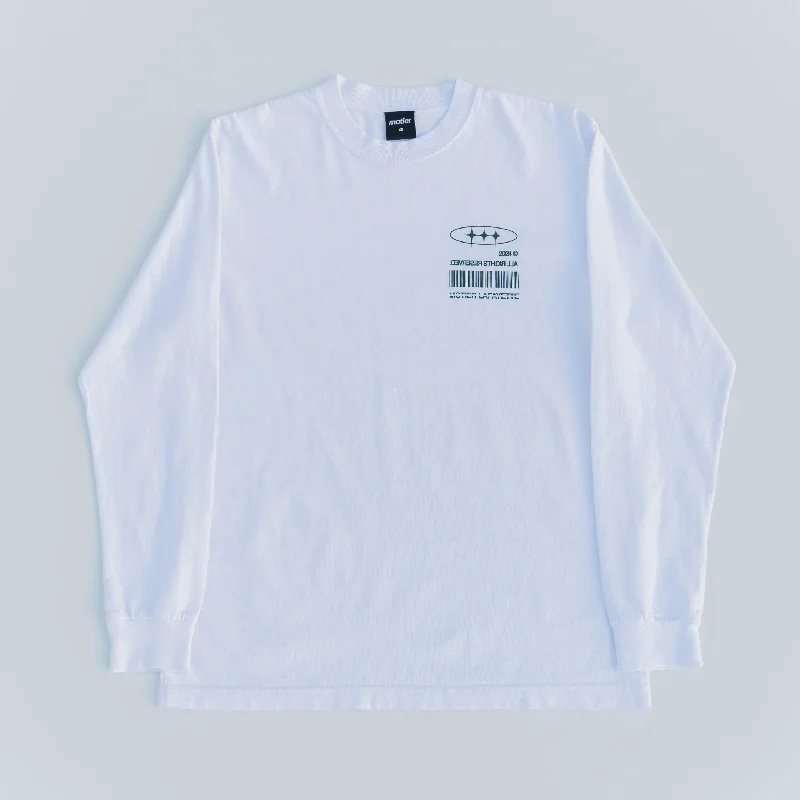 Men’s short-sleeve sate shirts-The Distortion VII L/S Luxe Tee (White)