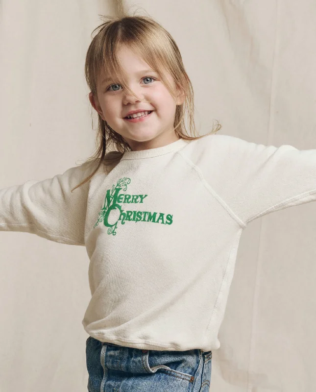 Men’s short-sleeve lark tops-The Little College Sweatshirt. Graphic -- Washed White with Merry Christmas Graphic