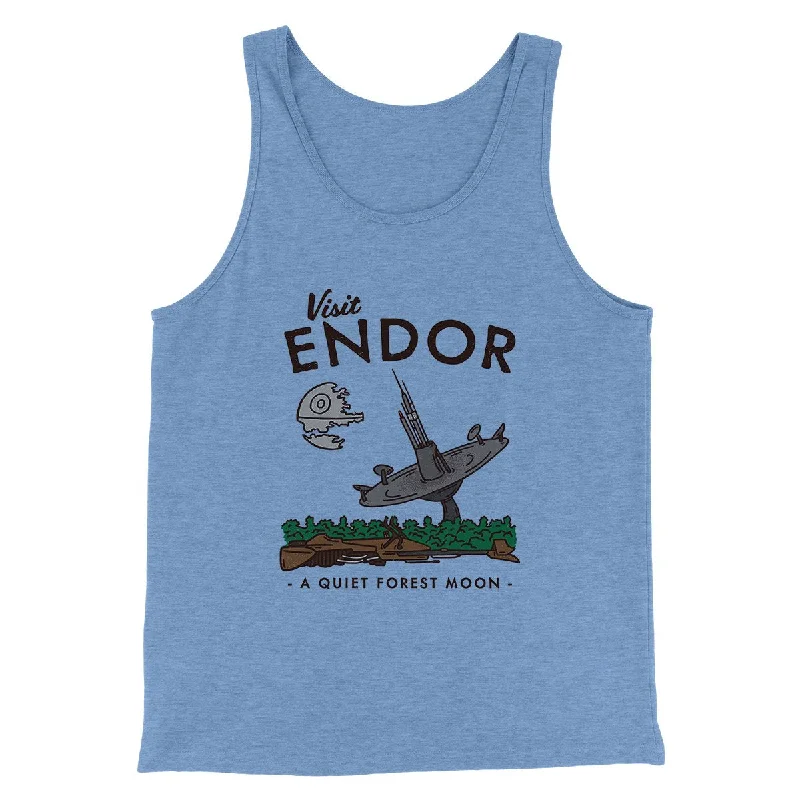 Men’s short-sleeve etch shirts-Visit Endor Funny Movie Men/Unisex Tank Top