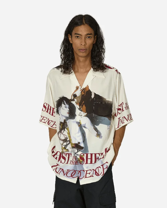 Men’s short-sleeve hued tops-Ghost in the Shell 2: Innocence Hawaiian Shirt (Type-1) White