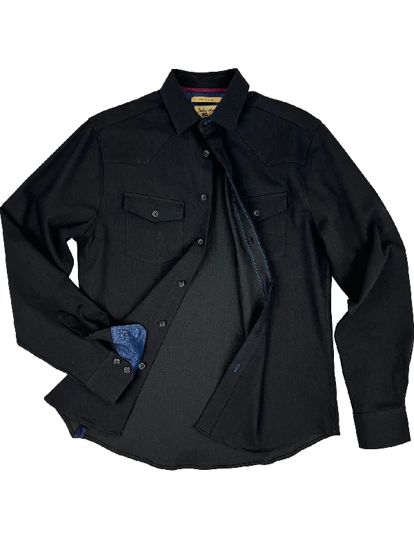 Men's trendy gathered-sleeve shirts-Whyatt Denim Shirt 3008