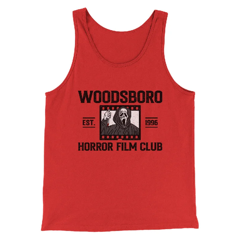 Men’s short-sleeve foal tees-Woodsboro Horror Film Club Funny Movie Men/Unisex Tank Top