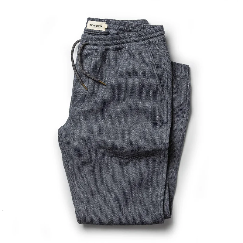 Men's plush velvet jogger pants-The Apres Pant in Charcoal Waffle