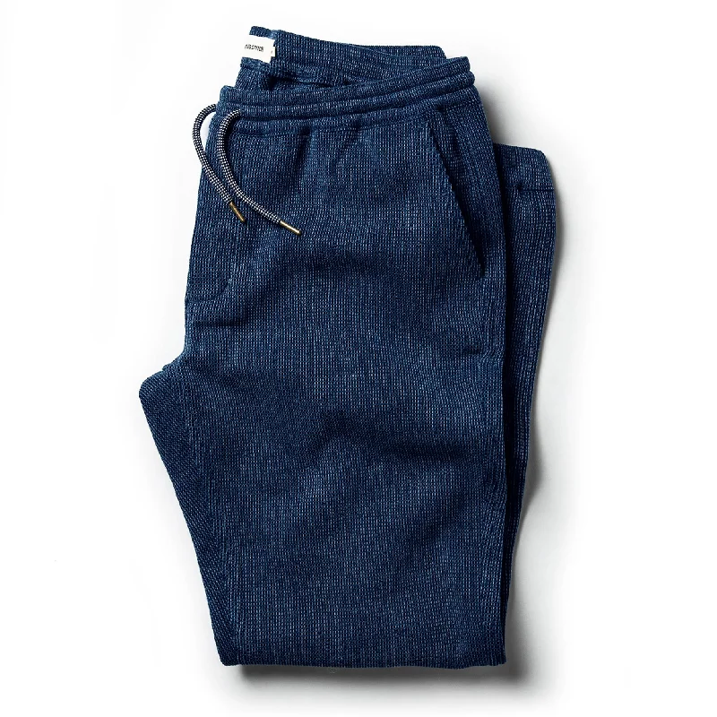 Men's crisp tailored chino pants-The Apres Pant in Indigo Waffle