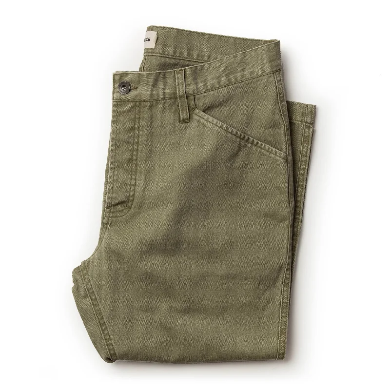 Men's lounge-ready comfy pants-The Camp Pant in Olive Herringbone