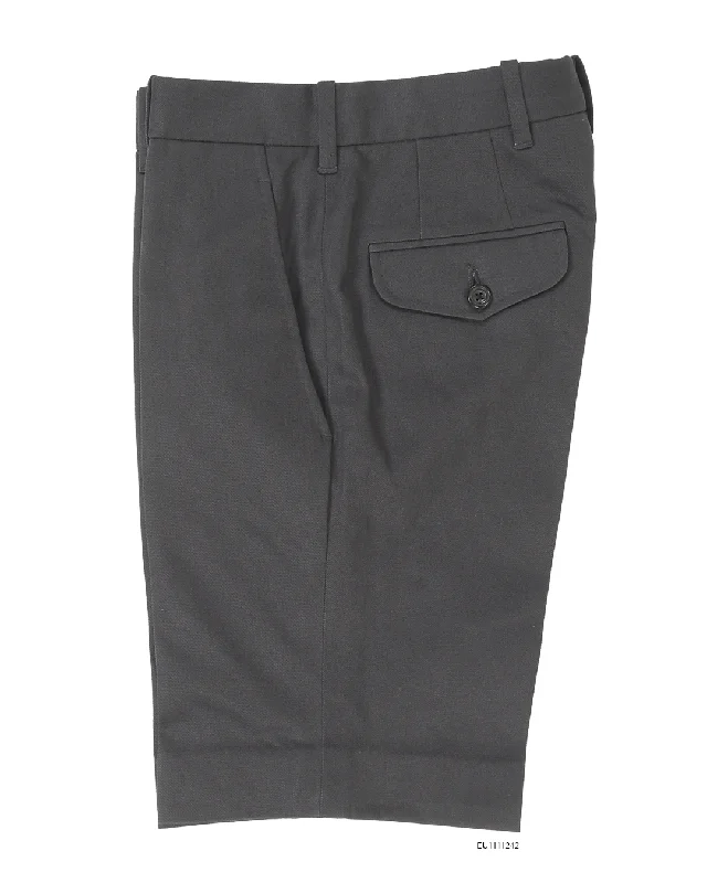 Men's glossy leather pants-Dark Charcoal Grey Twill Shorts