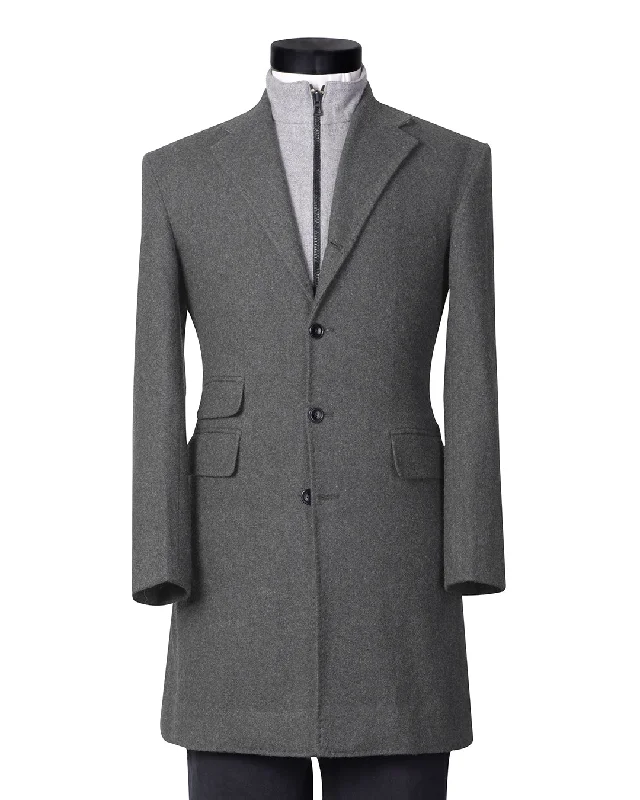 Men's viral trendy pants-EThomas Grey 15Oz Flannel Topcoat