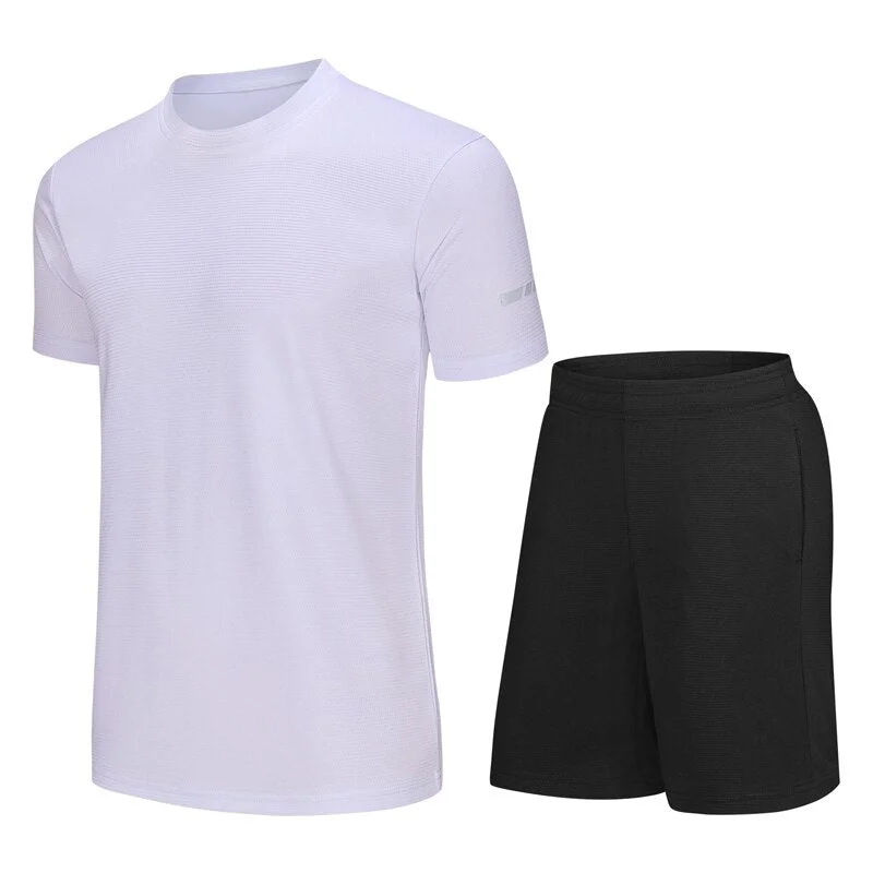 Men's avant-garde designer pants-Men's O-Neck Short Sleeves Shirt With Shorts Fitness Tracksuit