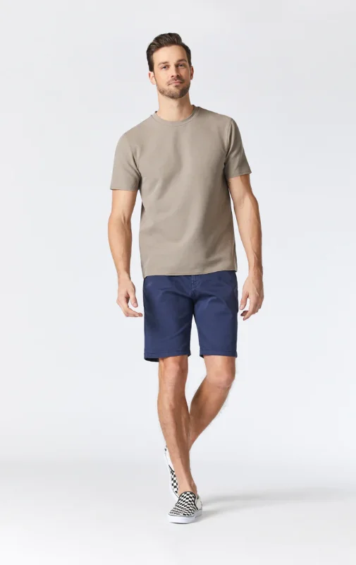 Men's pale taupe pants-JACOB CROP DARK NAVY TWILL SHORTS