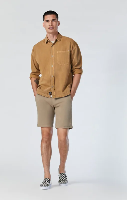 Men's subtle clay pants-JACOB CROP GREIGE TWILL SHORTS