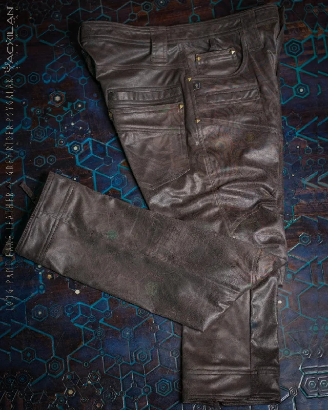 Men's deep cargo pocket pants-Pants Men / Fake Leather - Grey Rider PSYGALAK