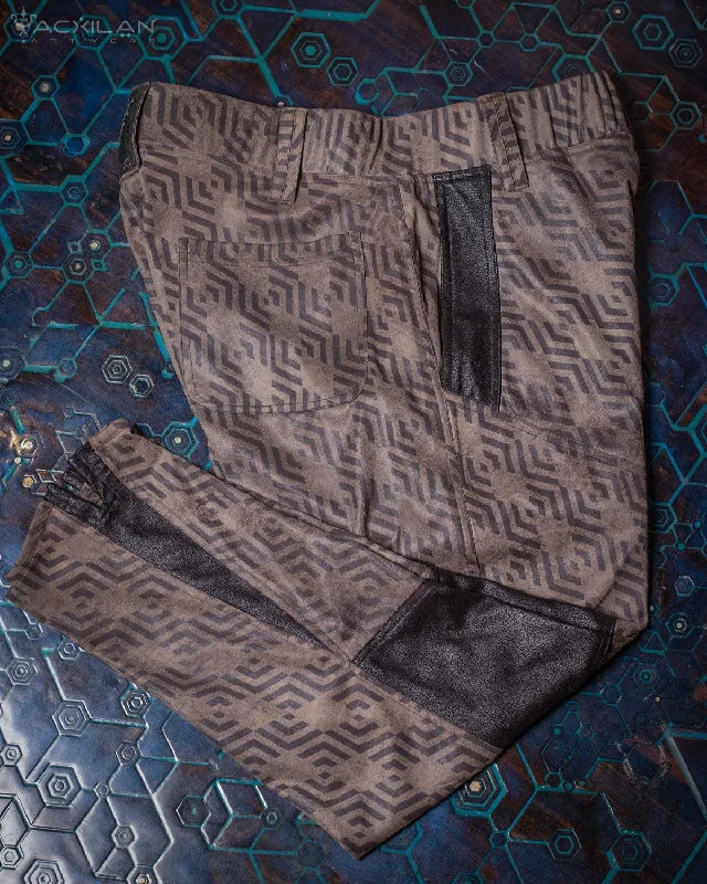 Men's vibrant teal pants-Pants Men / Neo Tokyo Fake Leather - Grey TROPELOPE