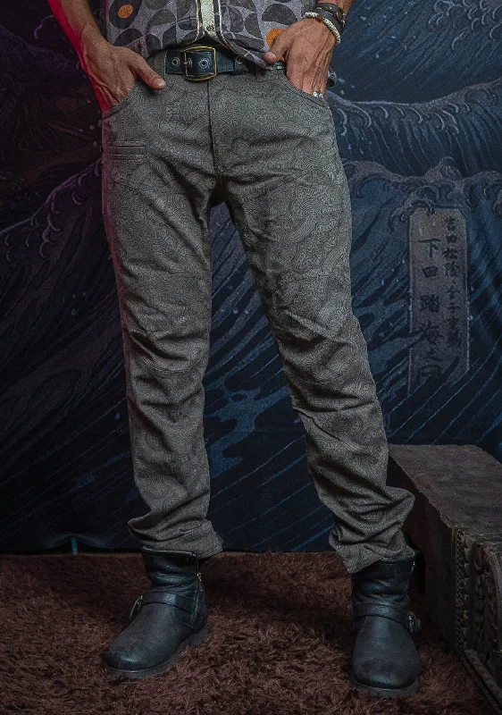 Men's earthy autumn pants-Pants Men / Thin Kodroi - Brown Ash MYCELIUM