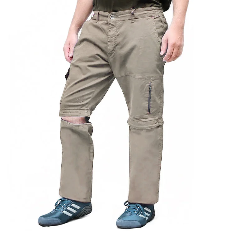 Men's lounge-ready comfy pants-PR - Men 'Beige' Trousers cum Shorts Cargo PR182