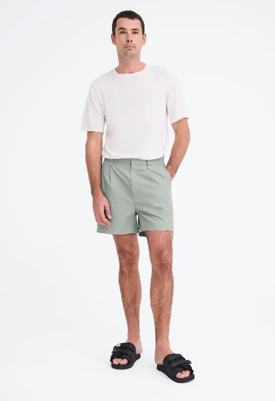 Men's faded khaki jogger pants-Seb Short - Light Loden