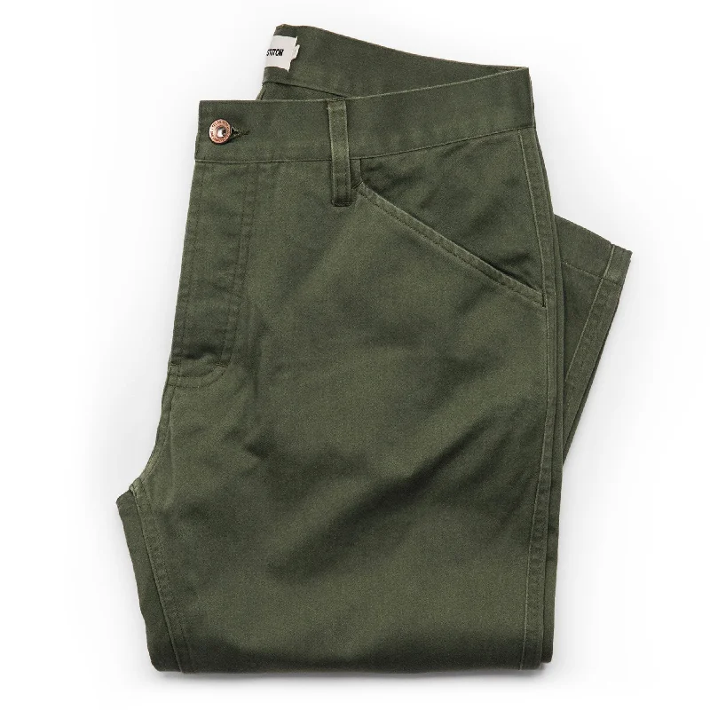 Men's tropical summer pants-The Camp Pant in Olive Reverse Sateen